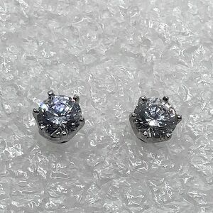925 Sterling Silver & Clear / White Swarovski Zircon Stone Stud Earrings / 7mm